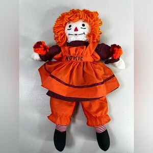 Hokie Rag Doll in Orange Dress - Handmade, 15”